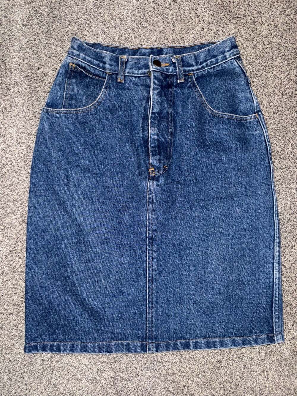 Vintage Denim Skirt Blue High Waist Pencil